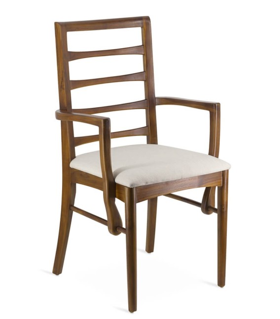 SILLON 53 X 47 KATE MADERA TECA TELA BLANCA 