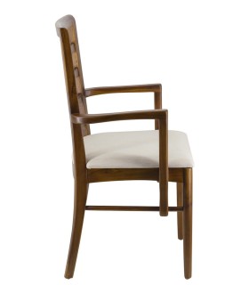 SILLON 53 X 47 KATE MADERA TECA TELA BLANCA 