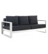 SOFA 196 X 90 BIANCO ALUMINIO BLANCO TELA NEGRA 