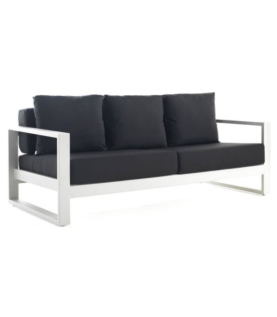 SOFA 196 X 90 BIANCO ALUMINIO BLANCO TELA NEGRA 