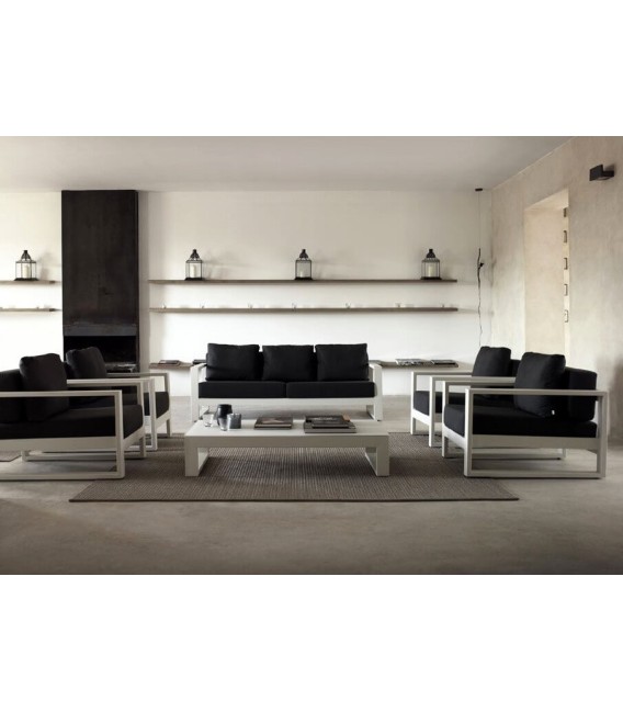 SOFA 196 X 90 BIANCO ALUMINIO BLANCO TELA NEGRA 