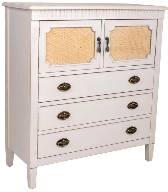 COMODA 82 X 36 SOLEA MADERA BLANCA RATAN NATURAL