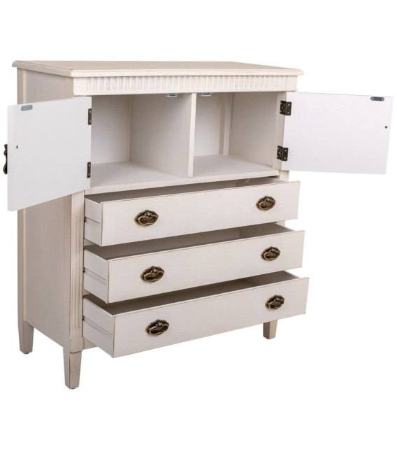 COMODA 82 X 36 SOLEA MADERA BLANCA RATAN NATURAL