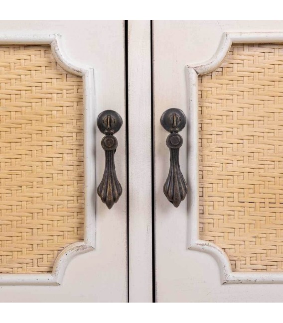 COMODA 82 X 36 SOLEA MADERA BLANCA RATAN NATURAL