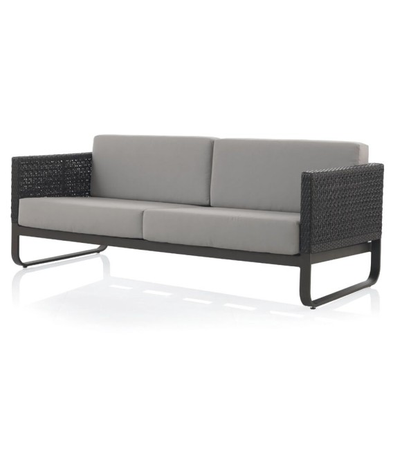 SOFA EXTERIOR 191 X 83 ROLAND ALUMINO FIBRA SINTETICA MAARRÓN TELA GRIS