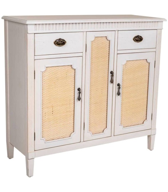 APARADOR 95 X 36 SOLEA MADERA BLANCA RATAN NATURAL