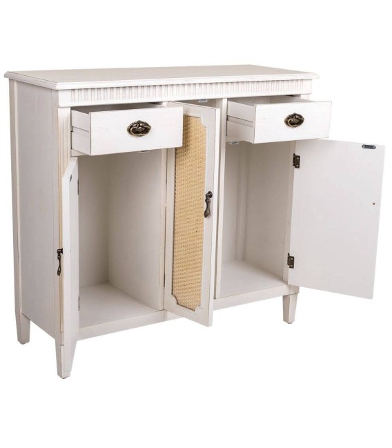 APARADOR 95 X 36 SOLEA MADERA BLANCA RATAN NATURAL