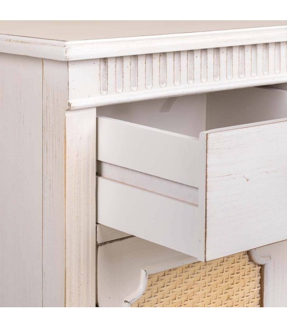 APARADOR 95 X 36 SOLEA MADERA BLANCA RATAN NATURAL