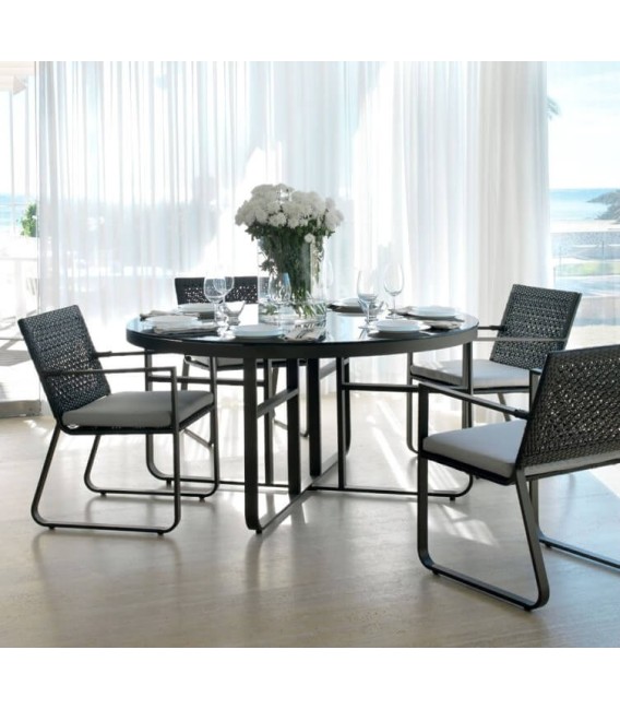 SILLON EXTERIOR 57 X 67 ROLAND ALUMINO FIBRA SINTETICA MARRON TELA GRIS