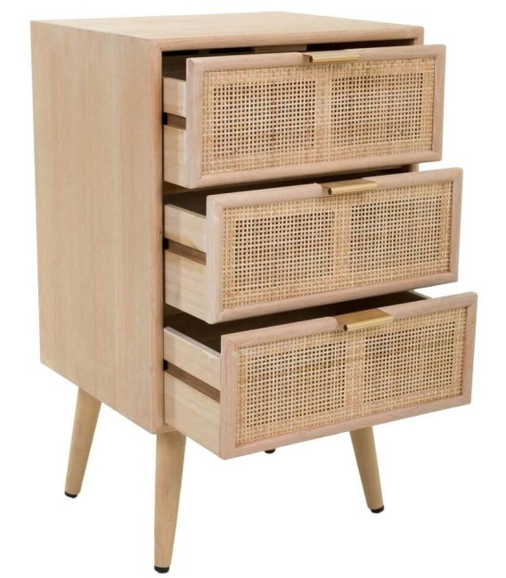 MESITA DE NOCHE 42 X 37 CALPE MADERA Y RATAN NATURAL 