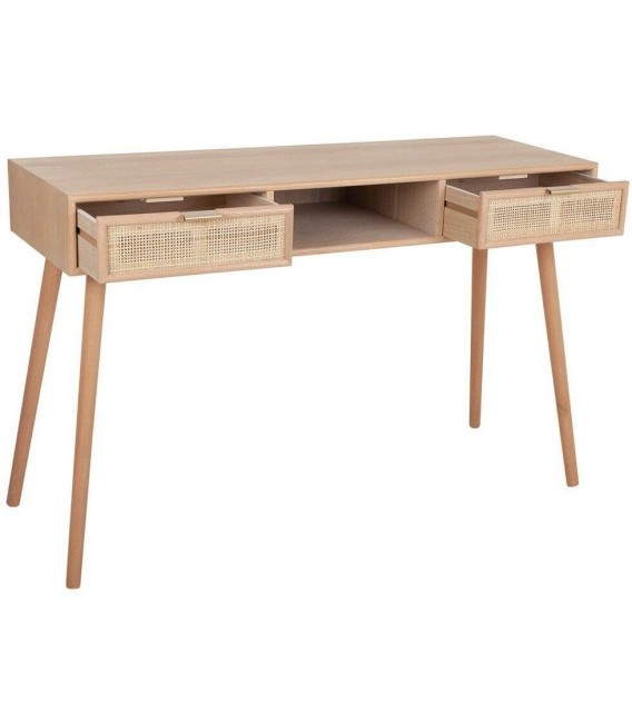ESCRITORIO 120 X 42 CALPE MADERA Y RATAN NATURAL 