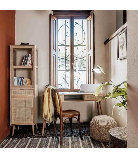 VITRINA 47 X 41 CALPE MADERA Y RATAN NATURAL 