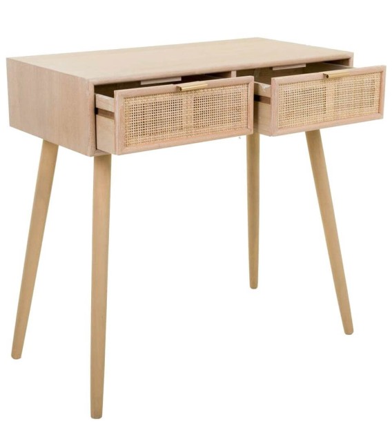 CONSOLA 80 X 42 CALPE MADERA Y RATAN NATURAL 