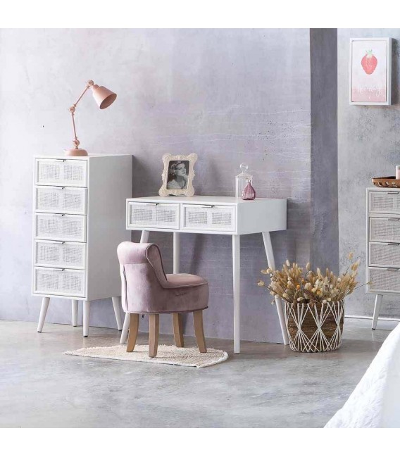 SINFONIER 42 X 37 X 101 DENIA MADERA Y RATAN BLANCA