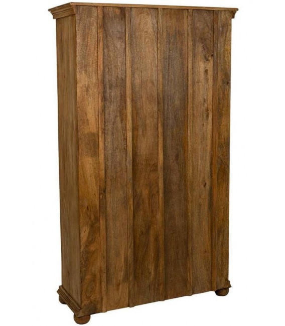 Vitrina étnica de mango tallado a mano con puertas acristaladas. 2