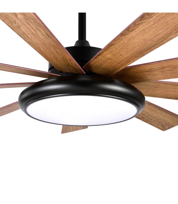 VENTILADOR DC PIREO MADERA ROBLE HAYA Y METAL NEGRO
