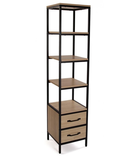 LIBRERIA 40 X 40 X 180  JARCHA METAL NEGRO MDF ROBLE