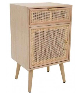 MESITA DE NOCHE 42 X 37 CALPE MADERA Y RATAN NATURAL