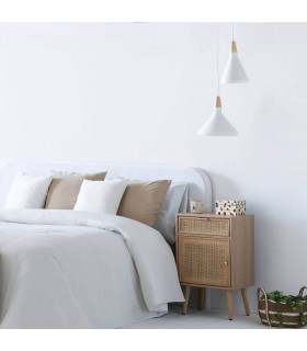 MESITA DE NOCHE 42 X 37 CALPE MADERA Y RATAN NATURAL