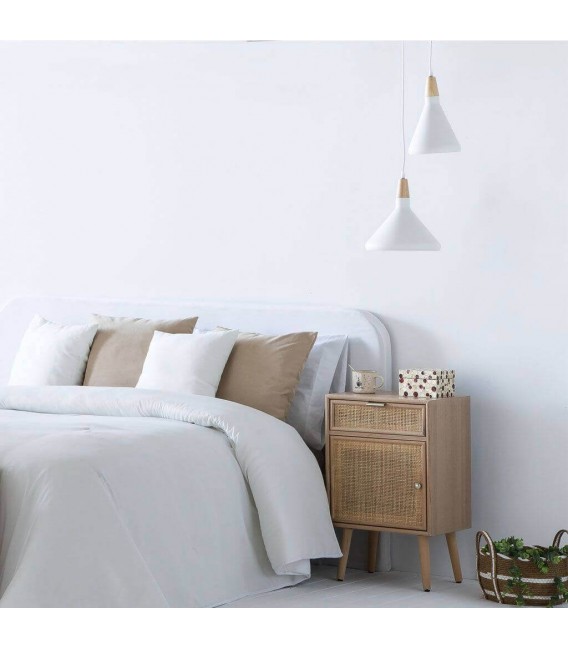 MESITA DE NOCHE 42 X 37 CALPE MADERA Y RATAN NATURAL