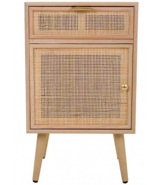 MESITA DE NOCHE 42 X 37 CALPE MADERA Y RATAN NATURAL