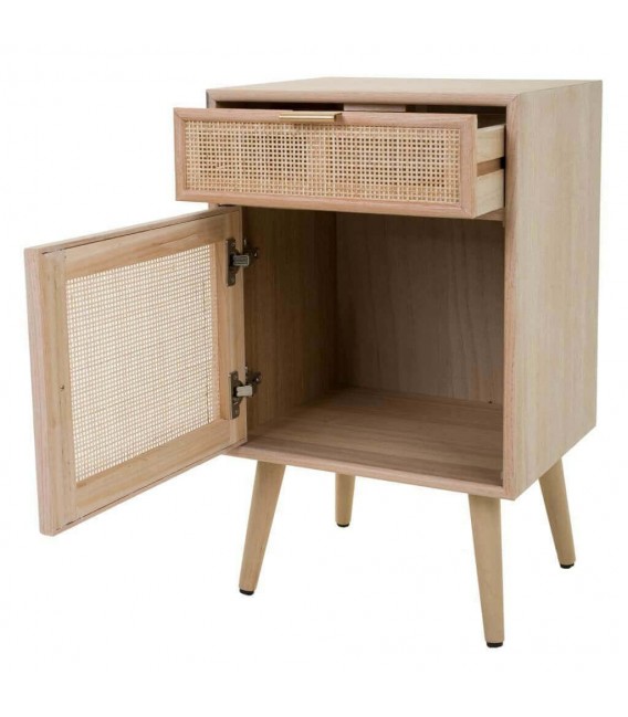 MESITA DE NOCHE 42 X 37 CALPE MADERA Y RATAN NATURAL