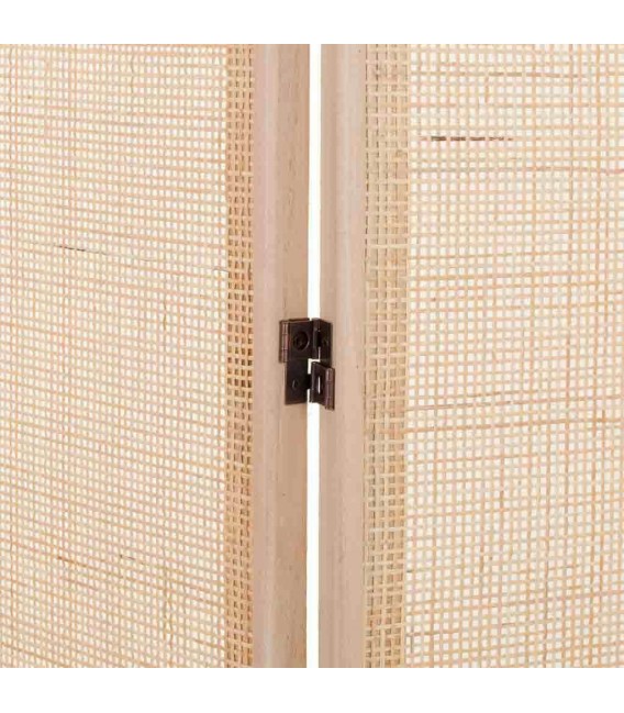 BIOMBO 120 X 3 CALPE MADERA Y RATAN NATURAL