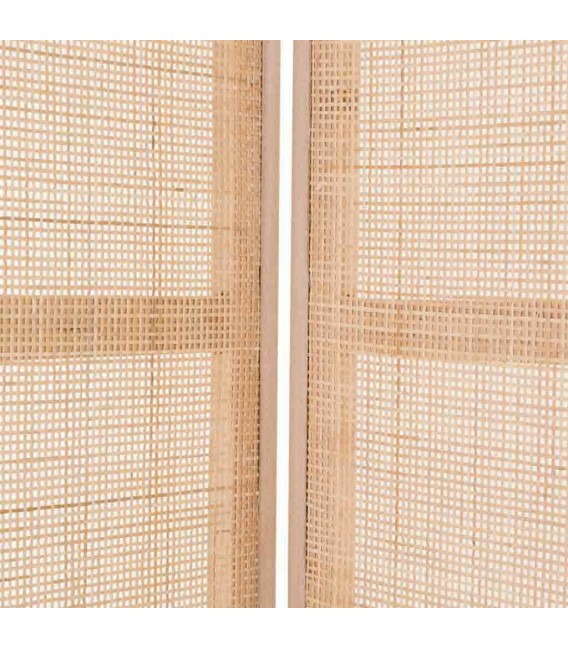 BIOMBO 120 X 3 CALPE MADERA Y RATAN NATURAL