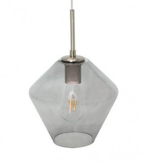 LAMPARA DE TECHO 23 Ø PANIP METAL NIQUEL CRISTAL AHUMADO