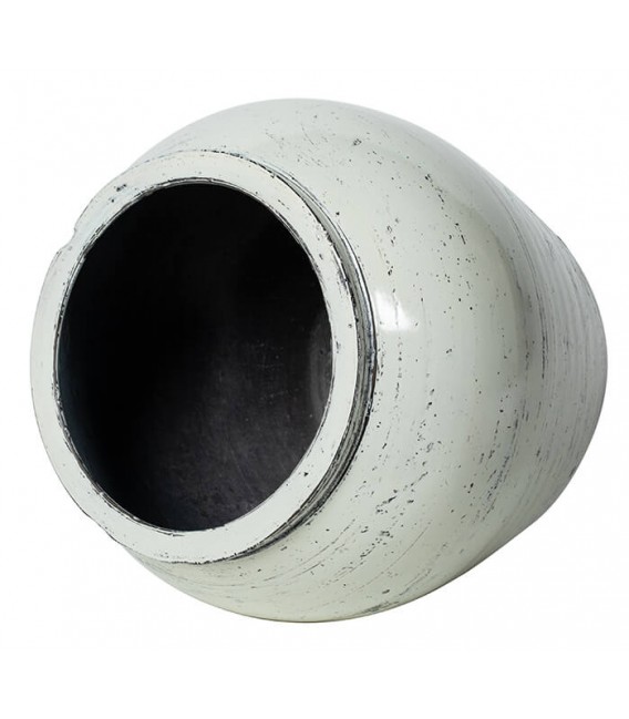 VASIJA ANTIGUA 33 Ø X 33 LIMPE ARTESANAL CERAMICA CREMA ROZADO