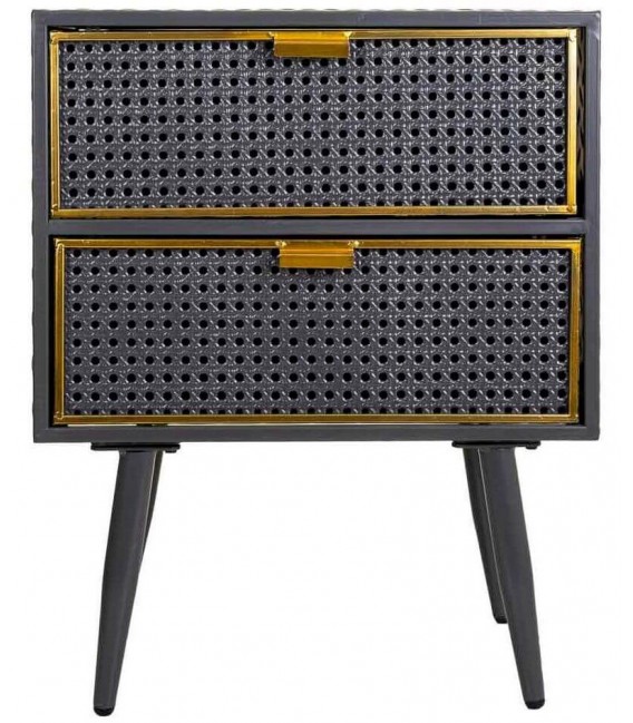 MESITA DE NOCHE 50 X 30 TICO METAL GRIS Y ORO