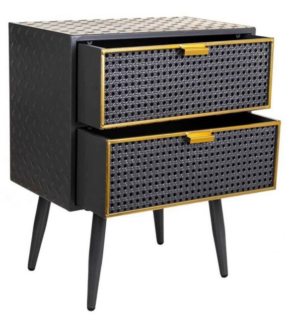 MESITA DE NOCHE 50 X 30 TICO METAL GRIS Y ORO