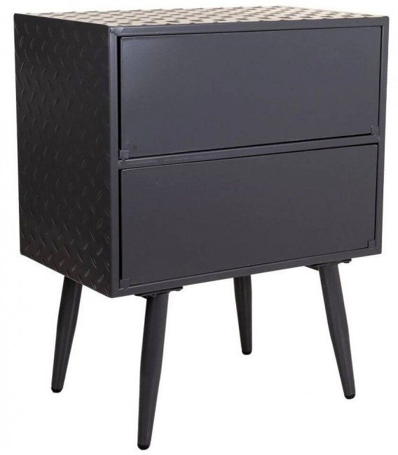 MESITA DE NOCHE 50 X 30 TICO METAL GRIS Y ORO