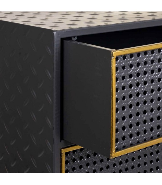 MESITA DE NOCHE 50 X 30 TICO METAL GRIS Y ORO