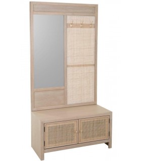 MUEBLE RECIBIDOR 90 X 39 CALPE MADERA Y RATAN NATURAL