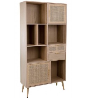 LIBRERIA 90 X 37 CALPE MADERA Y RATAN NATURAL