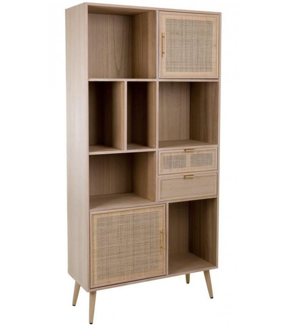 LIBRERIA 90 X 37 CALPE MADERA Y RATAN NATURAL