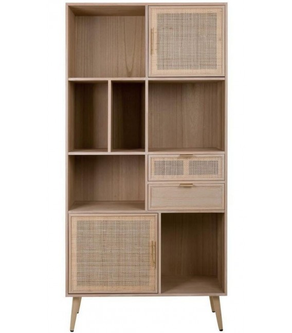 LIBRERIA 90 X 37 CALPE MADERA Y RATAN NATURAL