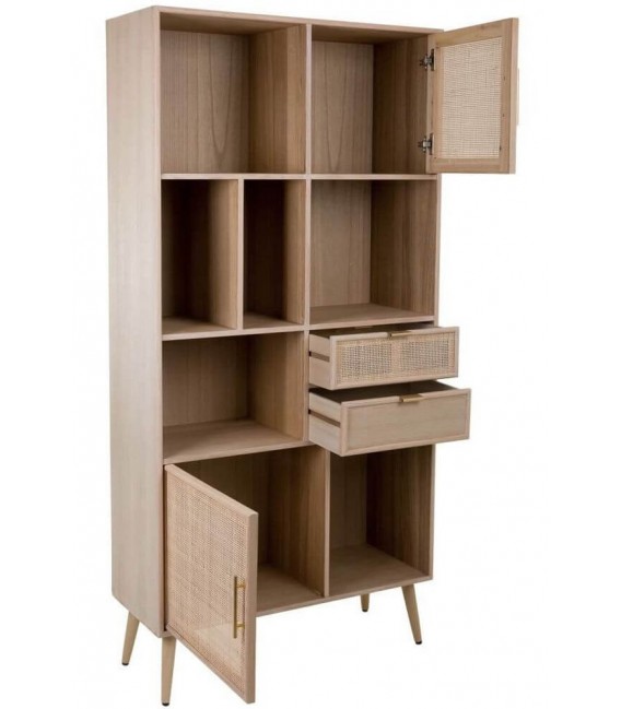 LIBRERIA 90 X 37 CALPE MADERA Y RATAN NATURAL