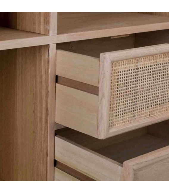 LIBRERIA 90 X 37 CALPE MADERA Y RATAN NATURAL