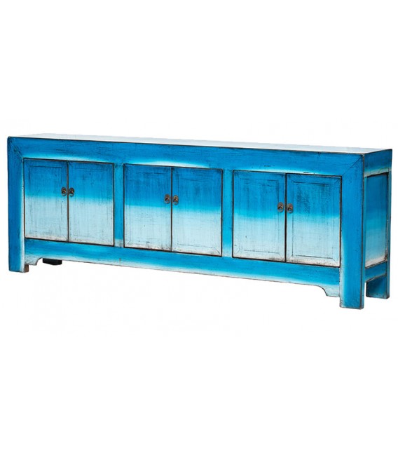 APARADOR 240 X 40 MEDITERRANEO ARTESANAL MADERA LACADA AZUL