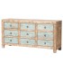 COMODA 179 X 48 SUIZA ARTESANAL MADERA NATURAL Y AZUL
