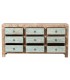 COMODA 179 X 48 SUIZA ARTESANAL MADERA NATURAL Y AZUL