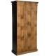 Vitrina colonial de madera maciza negra con puertas acristaladas. 3
