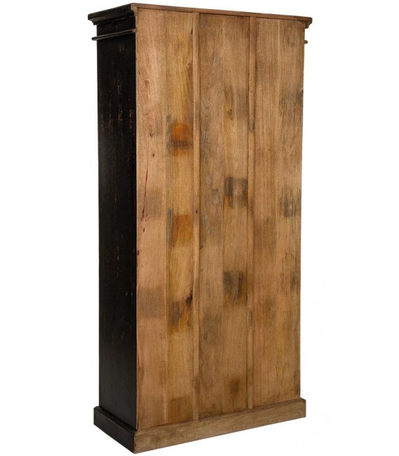 Vitrina colonial de madera maciza negra con puertas acristaladas. 3