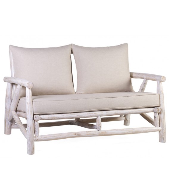 SOFA 130 X 87 TARTI MADERA TECA BLANCA TELA BLANCA