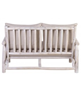 SOFA 130 X 87 TARTI MADERA TECA BLANCA TELA BLANCA
