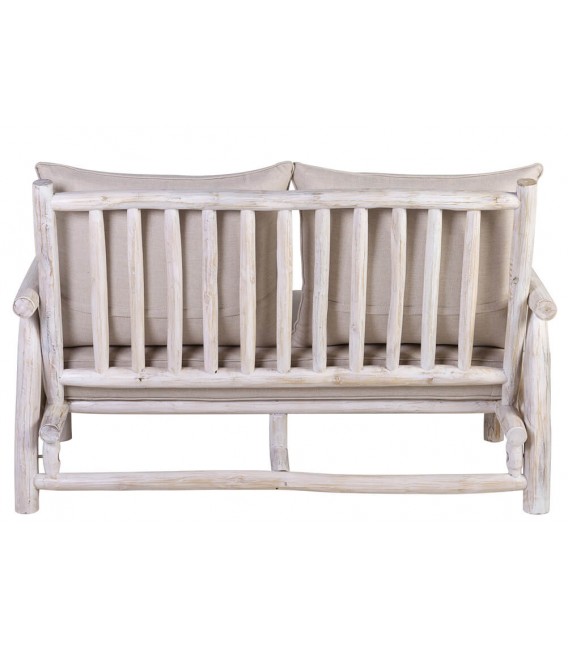 SOFA 130 X 87 TARTI MADERA TECA BLANCA TELA BLANCA