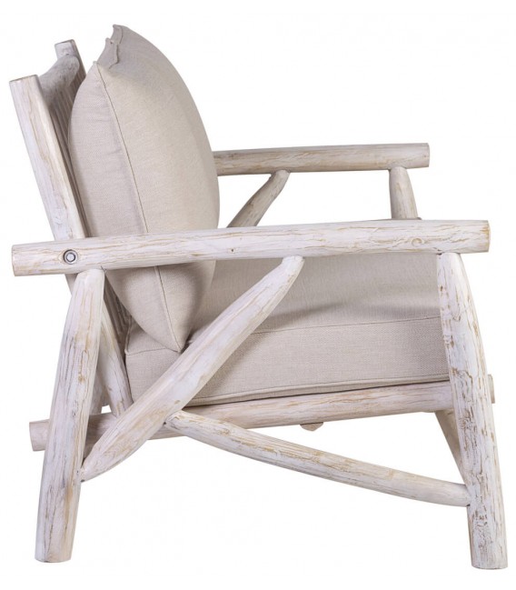 SOFA 130 X 87 TARTI MADERA TECA BLANCA TELA BLANCA