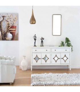 APARADOR 140  X 38 X 80 MAGNA MADERA BLANCA Y ESPEJO